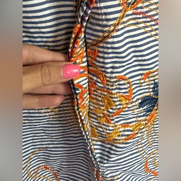 S37 Peck & Peck Size XL Blue Striped Embroidered Button Down - Picture 7 of 7